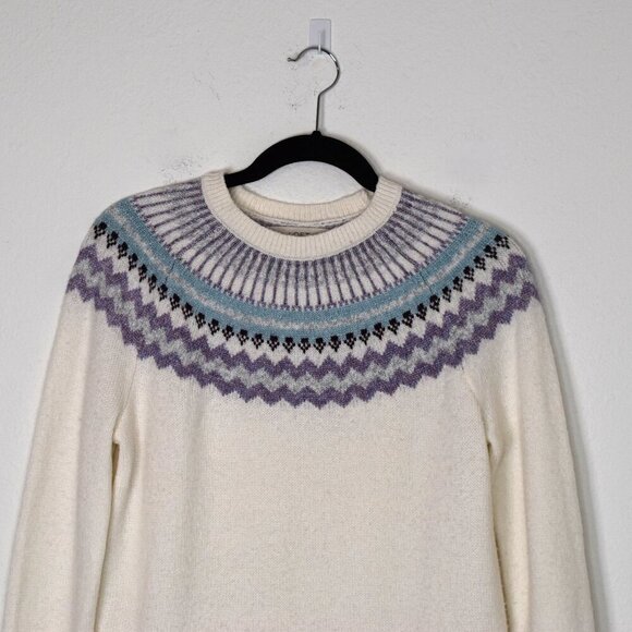 Ann Taylor Loft Fair Isle Sweater Sz S Crew Neck Wool Blend Nordic Holiday Ski - Picture 2 of 13